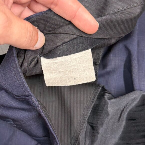 Mens Navy Blue Plaid Dress Pants Wool Pleated Trousers 38x31 - Picture 5 of 11